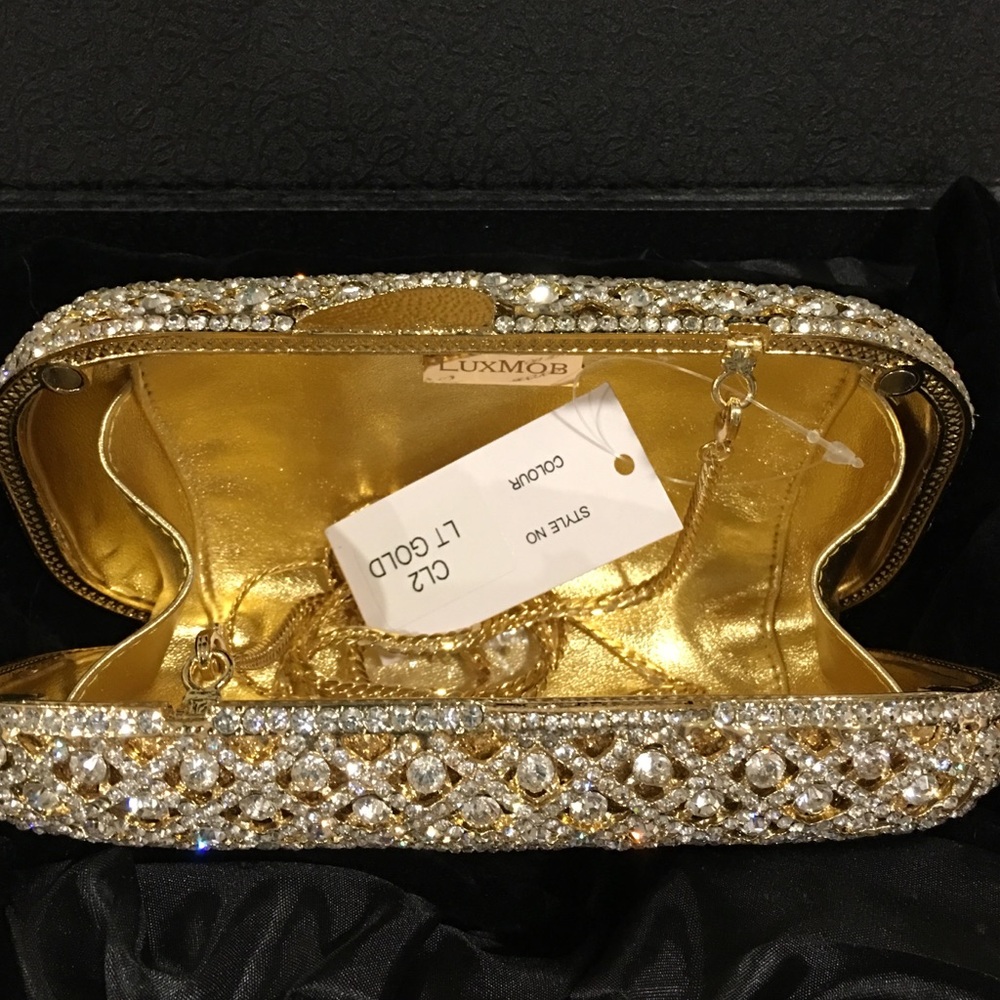 Elegant Gold Crystal Clutch
